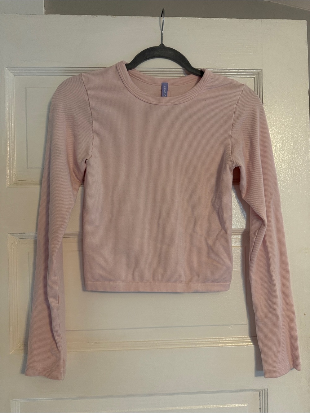 Florence by Mills Long-Sleeve Ribbed Crop Tee - Light Pink